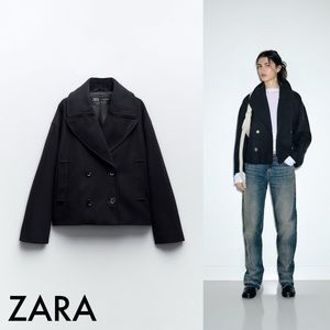 Zara Double Breasted Cropped Coat XS